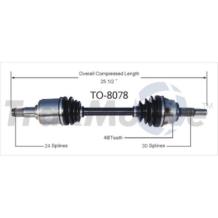 Surtrack Axle Cv Axle Shaft, To-8078 TO-8078